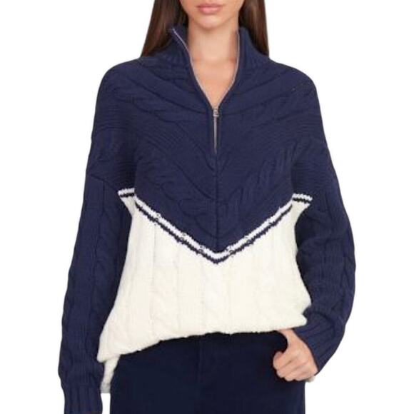 STAUD Cable Knit Sweater Oversized Navy Blue Size Large EUC - Picture 1 of 12